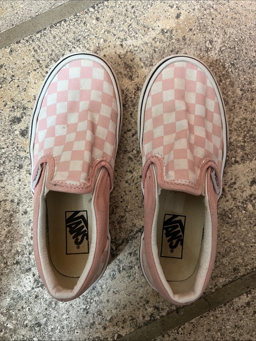 Vans Kids Slip-On Checkerboard Sneakers - Pink and White